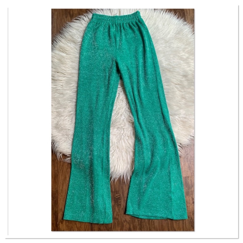 Frankie's Bikinis Johnson Terry Pants Metallic Mistletoe Green Size Large